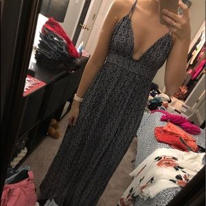 Lulus navy boho xs maxi dress NWT